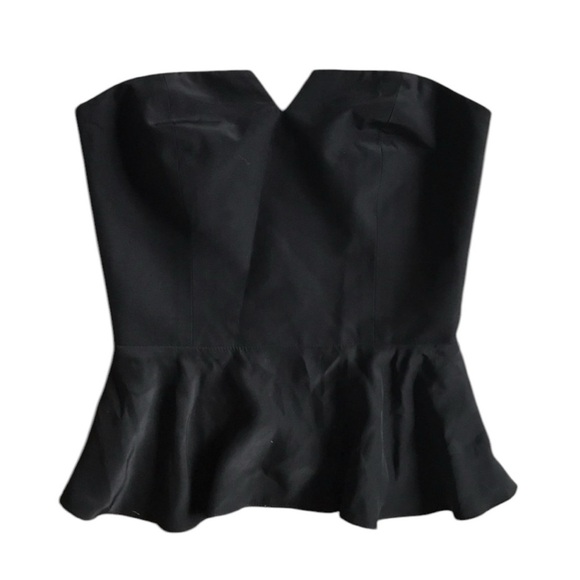 Amanda Uprichard Silk Strapless Harper Peplum Top Black Size Small - Picture 1 of 10